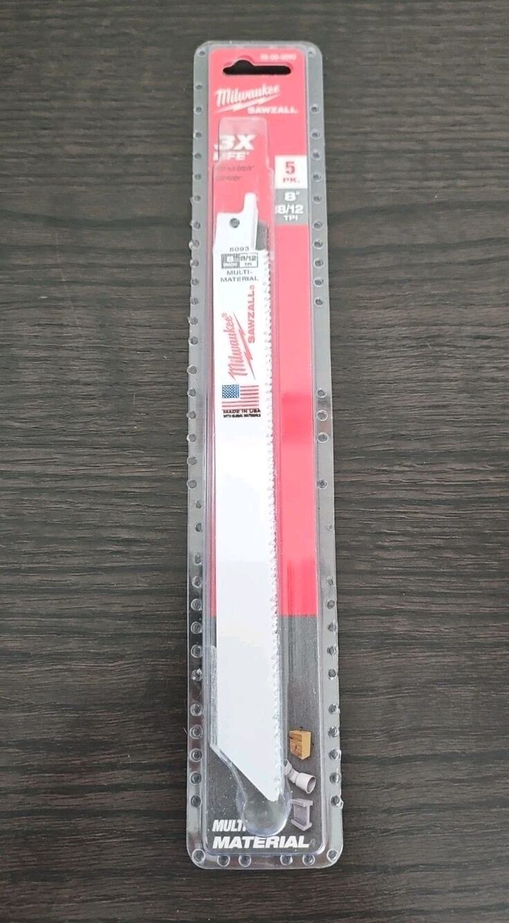 Milwaukee 48-00-5093 8 in 8/12 TPI Sawzall Blades 5 Pk NEW